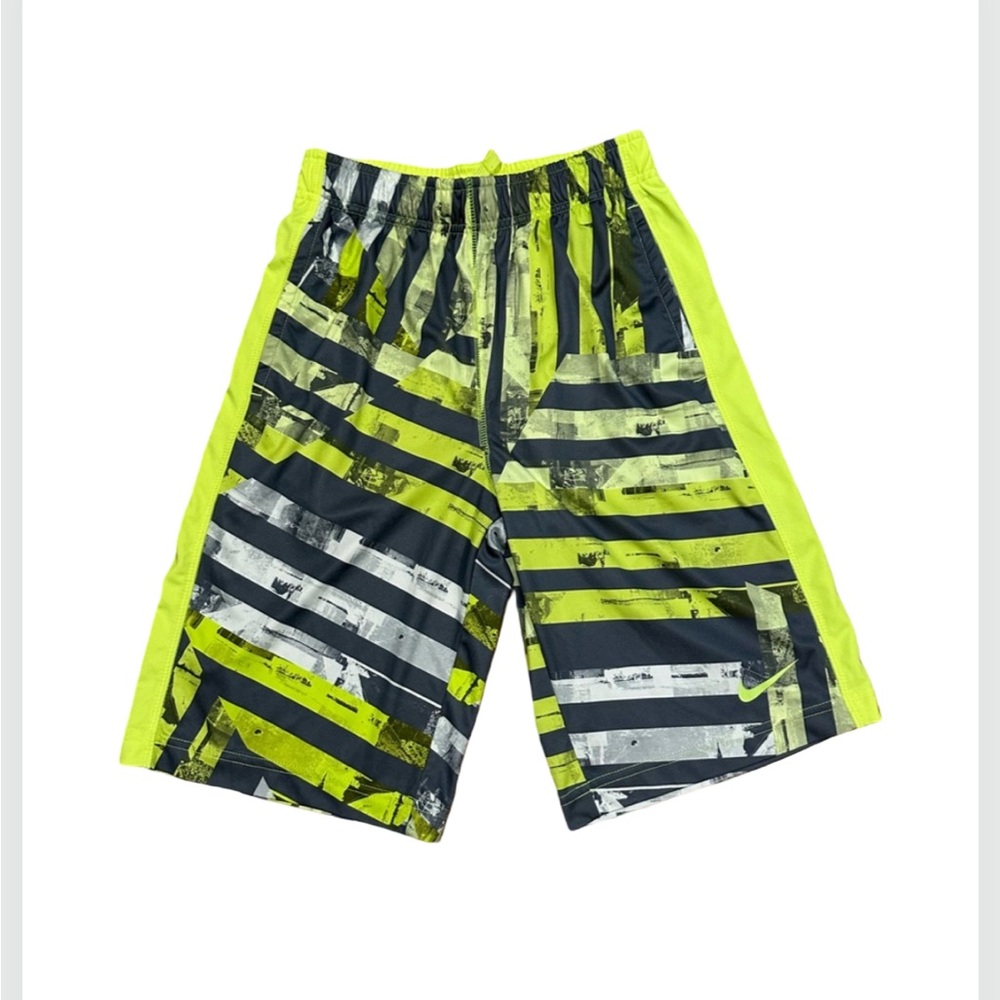 Nike Boys Dri-FIT Camo Athletic Shorts Size M Youth Yellow Gray